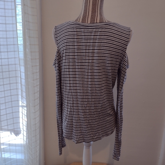 Prince & Fox Striped Cold Shoulder Long Sleeve Top Size XL - Picture 4 of 10